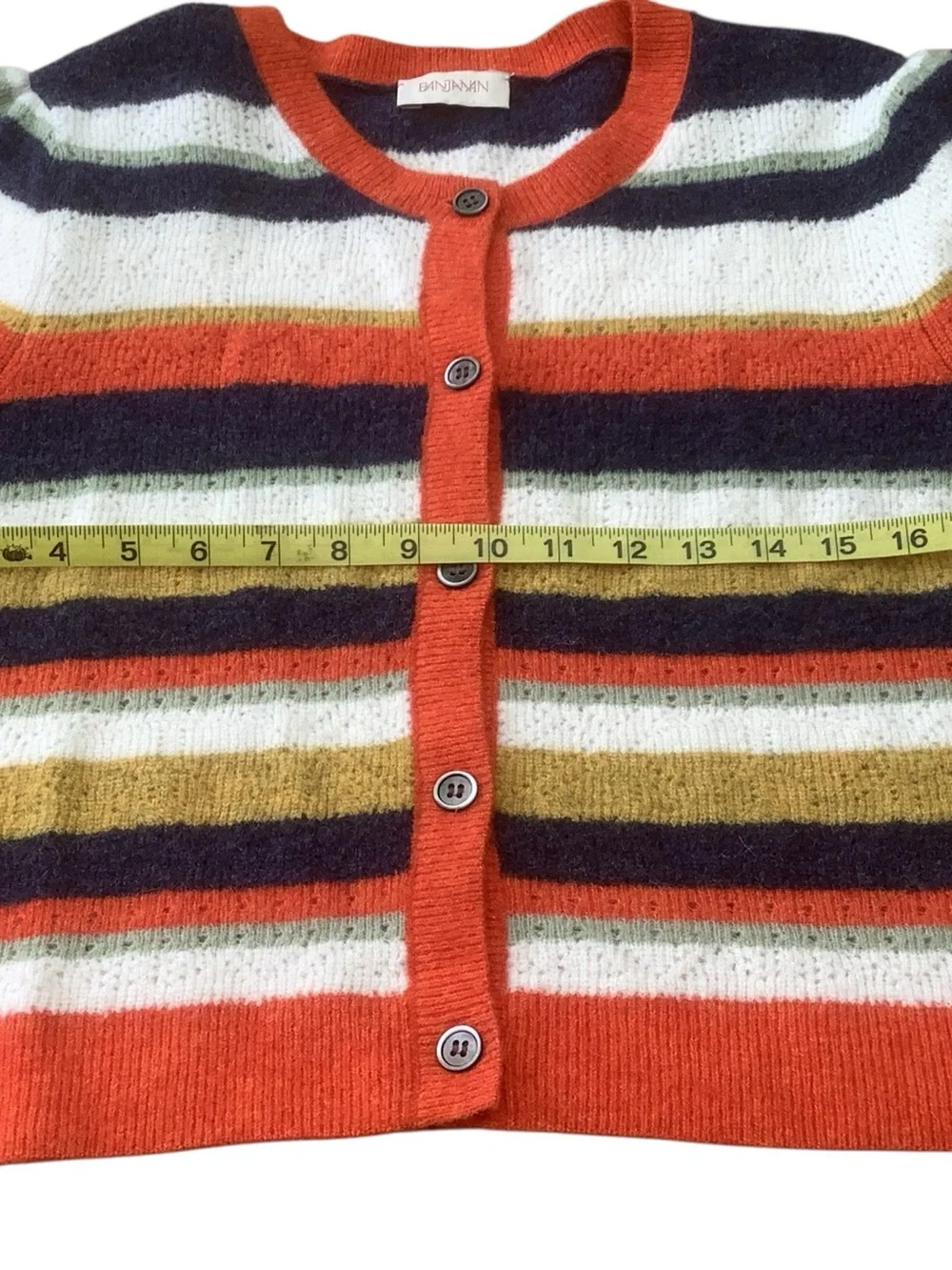 Anthropologie Banjanan 73% Alpaca Striped Cardigan Sweater XL Colorful Knit - Picture 10 of 12